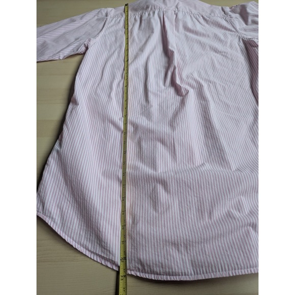 Lauren Ralph Lauren Classic Traditional Pink White Striped Cotton Sleep Dress - Picture 8 of 9